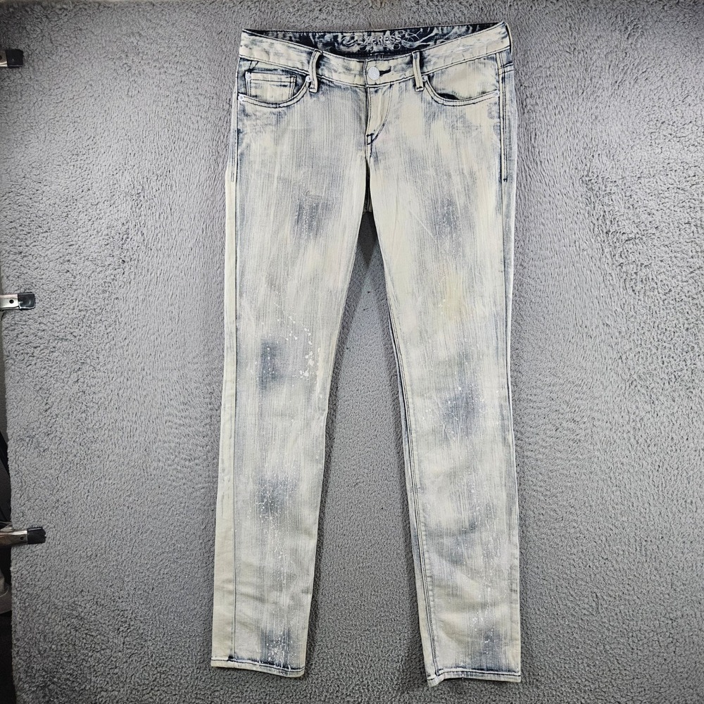 Express Zelda Skinny Jeans Womens 4 Acid Wash‎ Paint Splatter Low Rise Denim